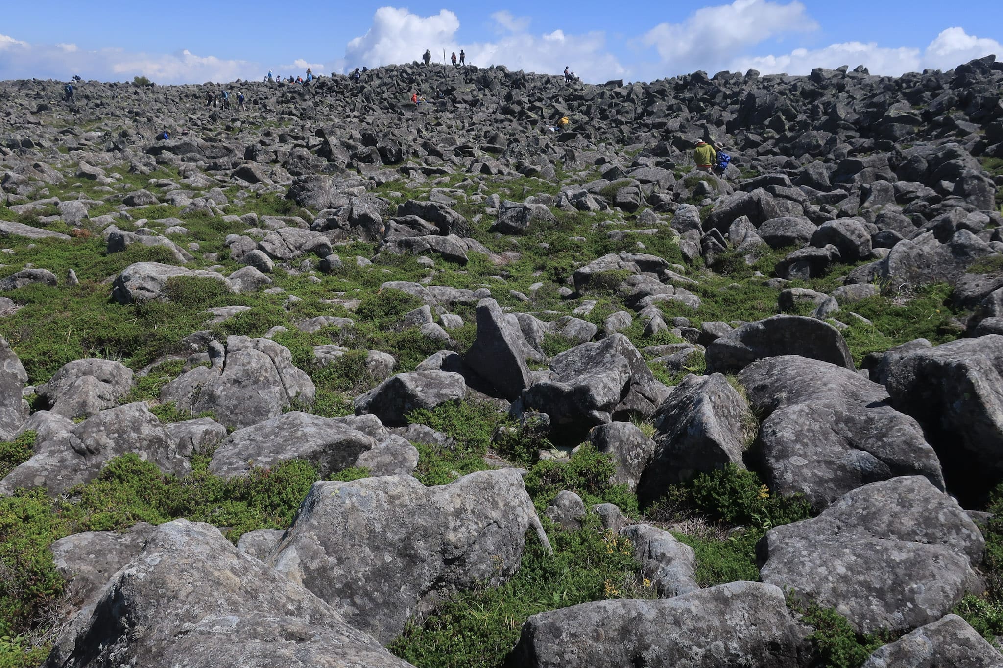 蓼科山頂のゴロゴロ平原。北八ヶ岳は、こんな岩原の上に苔や樹林が広がっている感じ。
